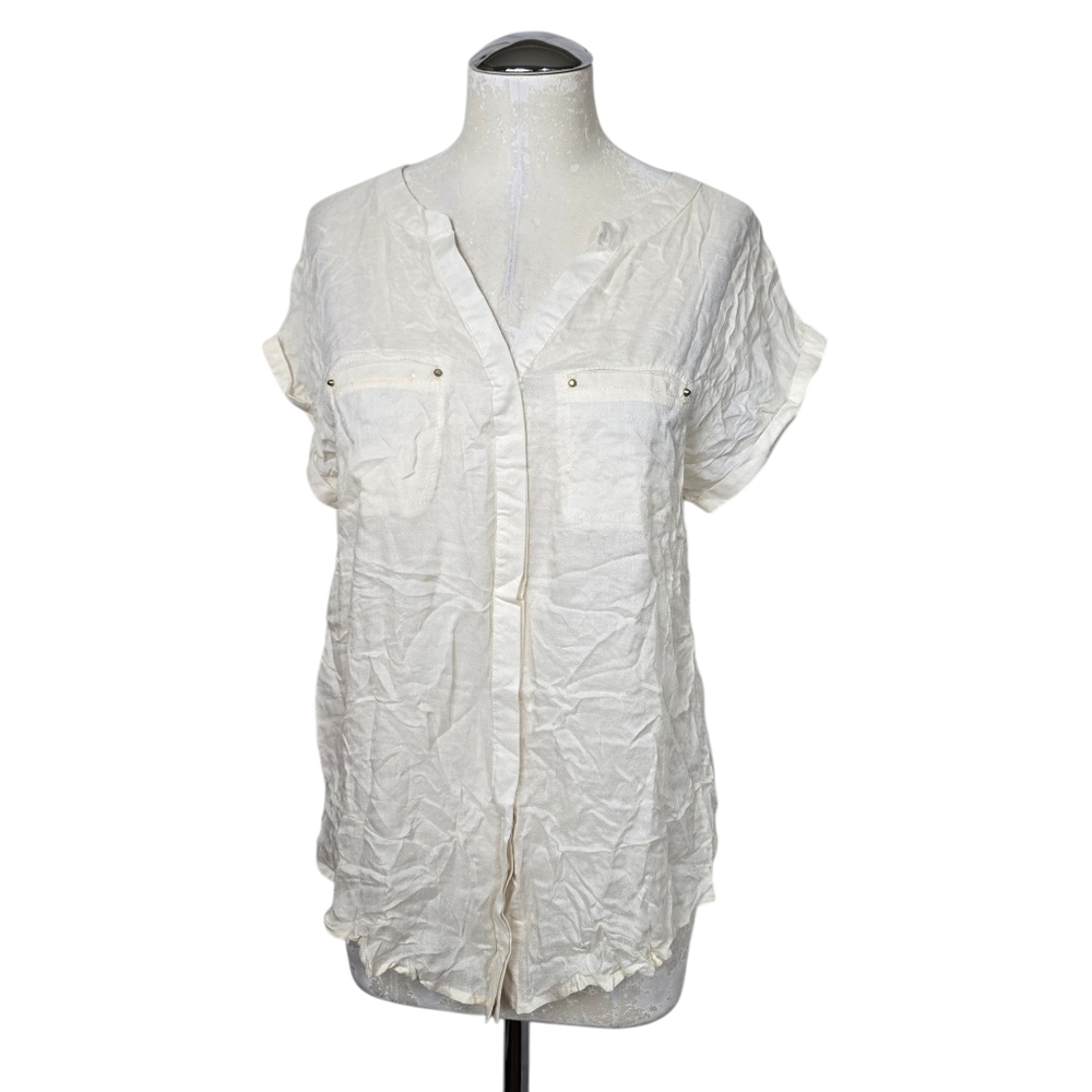 Hoity Toity Off White V Neck Blouse S